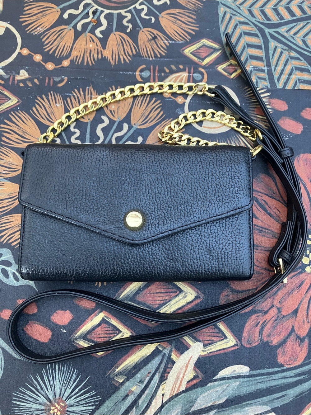 100% BLACK LEATHER CROSSBODY SMARTPHONE WALLET STELLA AND MAX